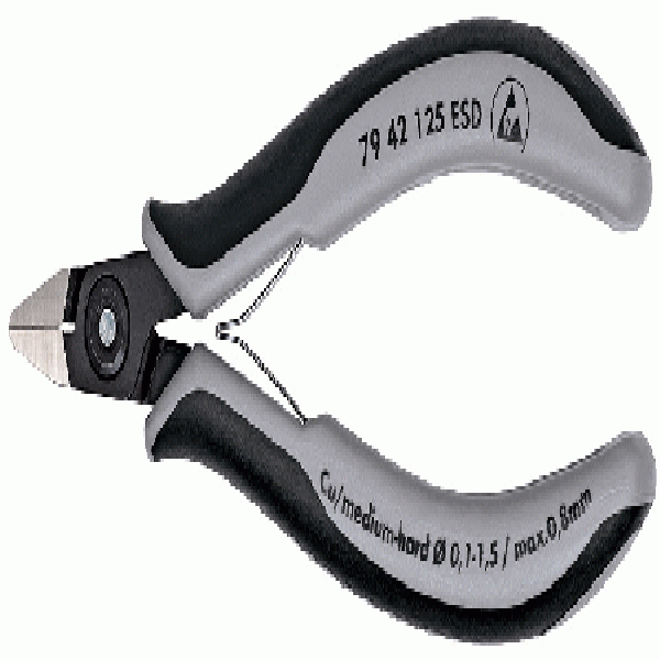 5" Precision Electronics Diagonal Cutters ESD, Pointed Head