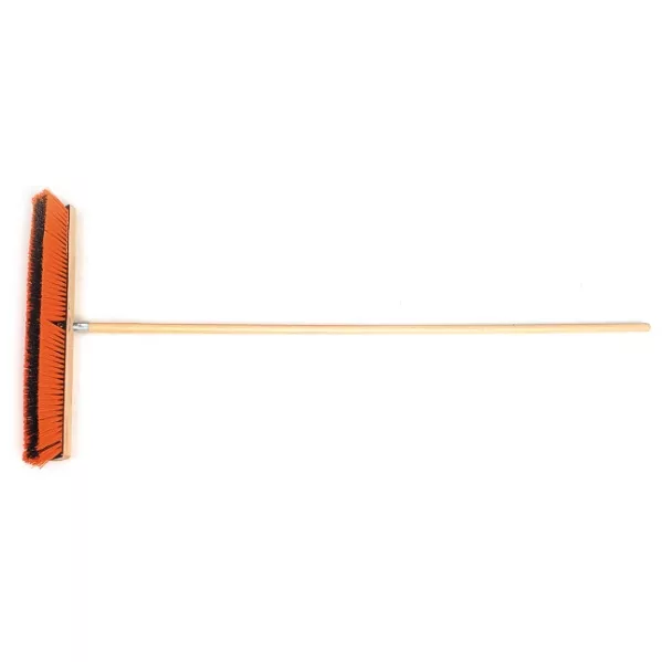 18" Orange Push Broom Head with Metal Tip, 60" Lacquered Handle