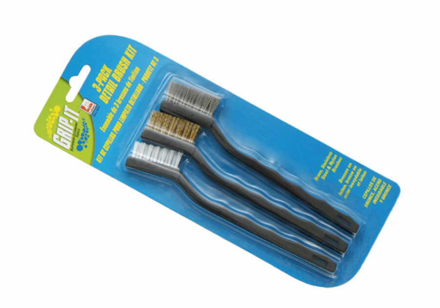 3-Pack Detail Brush Kit: One Nylon, One Brasss, One Stainless St