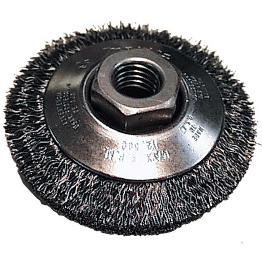 3-3/8" Bevel Wire Brush, 5/8" - 11" Arbor