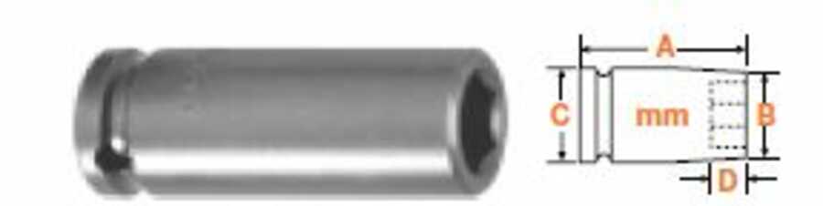 1/4" Square Drive Socket, Metric 10mm Hex Opening