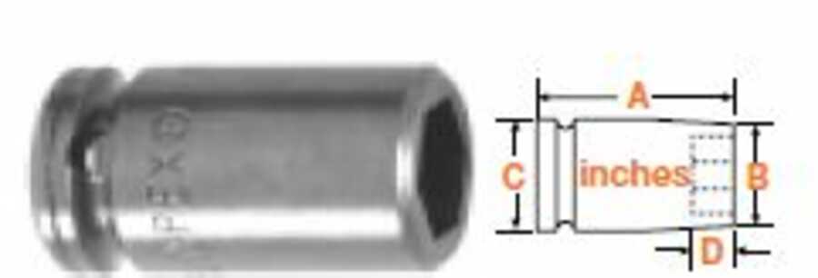 1/4" Square Drive Socket, Metric 12mm Hex Opening