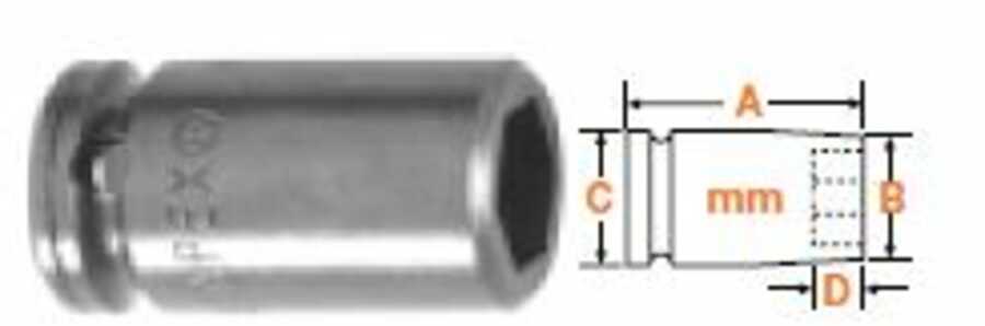 1/4" Square Drive Socket For Metric Sheet Metal Screws 4mm Hex