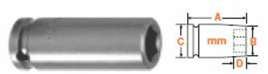 1/4" Square Drive Socket, Metric 7mm Hex Opening