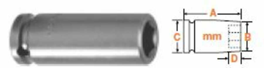 1/4" Square Drive Socket, Metric 8mm Hex Opening