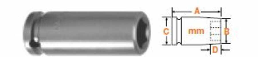 1/4" Square Drive Socket, Metric 12mm Hex Opening