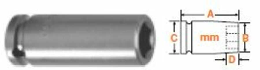 1/4" Square Drive Socket, Metric 14mm Hex Opening