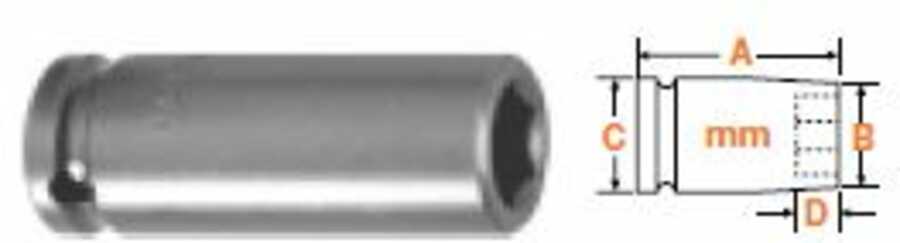 1/4" Square Drive Socket, Metric 8mm Hex Opening