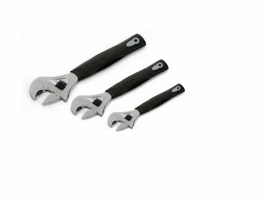 3 pc Ratcheting Adjustable Wrench Comfort Grip Set