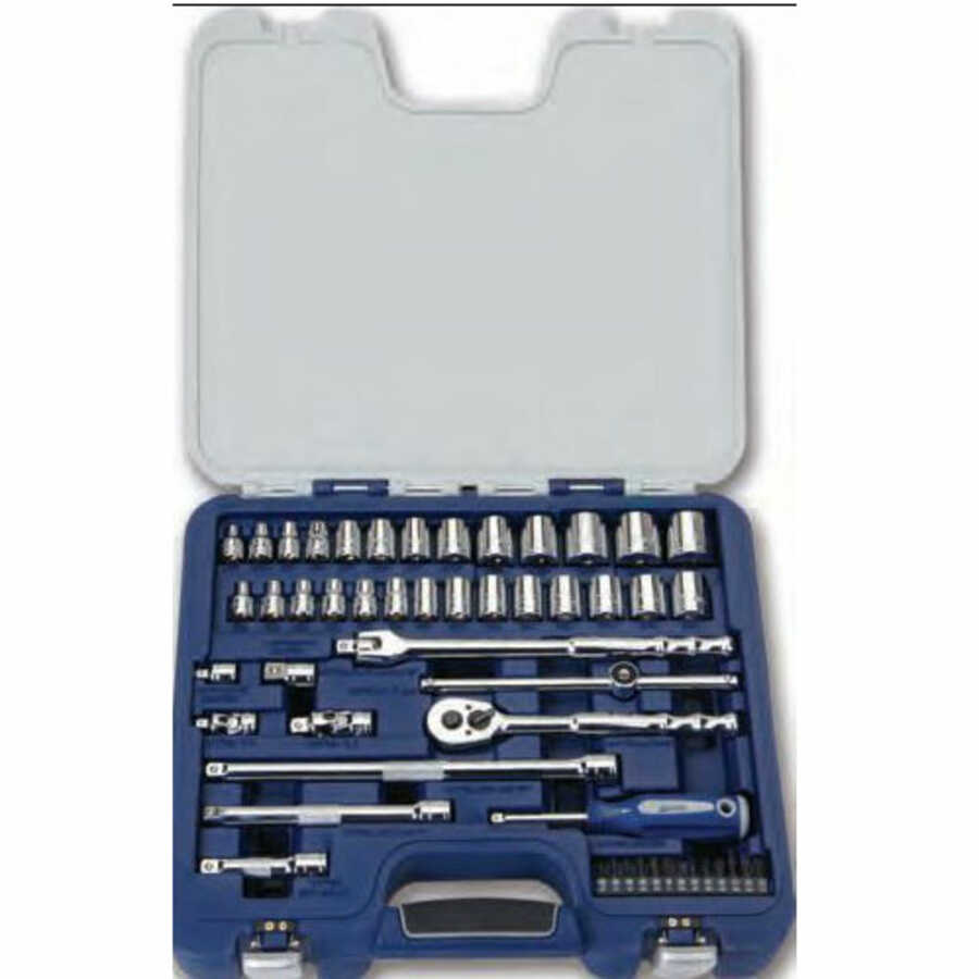 1/4 Inch Drive 6 Pt Fractional SAE and Metric Socket Tool Set 67