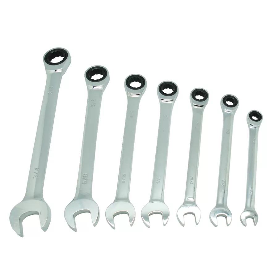 7 Piece Fractional Ratcheting Wrench Set 7 Piece Fractional Ratcheting Wrench Set