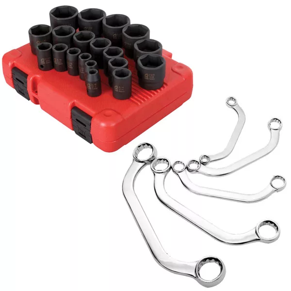 1/2 Inch Drive SAE Impact Socket Set with SAE Half Moon Wrench S