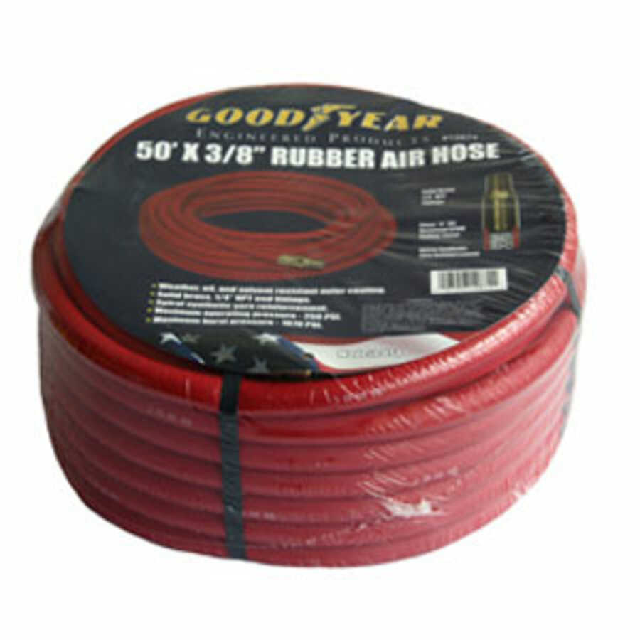 Rubber Air Hose 50 Ft x 1/2 x 1/2 Inch NPT