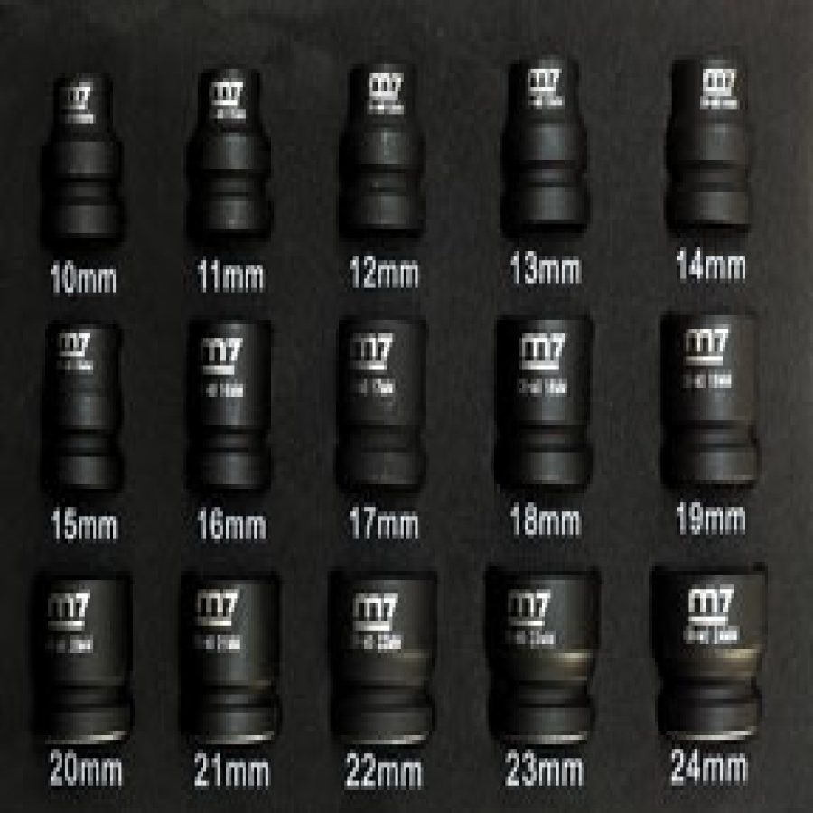 15-Piece 1/2" Drive Metric Stubby Impact Socket Set
