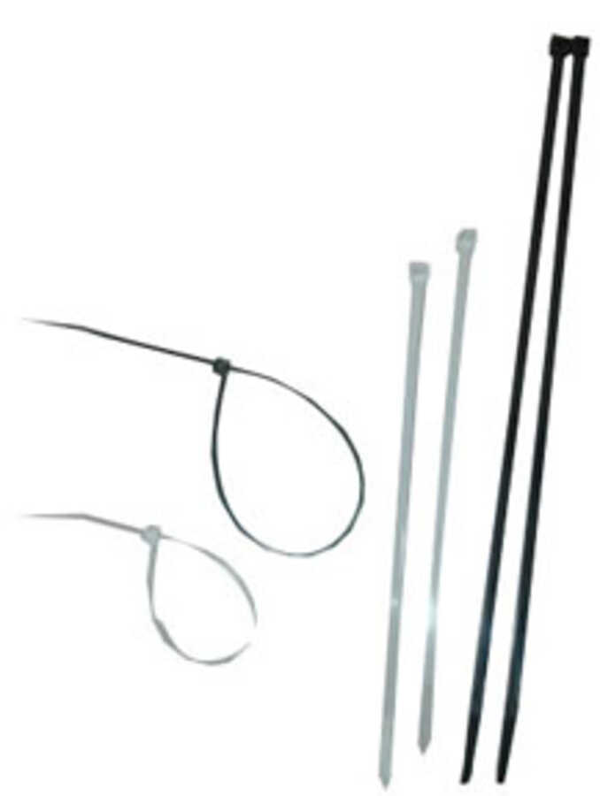 8" NYL CBL TIES BLCK UV 100PC