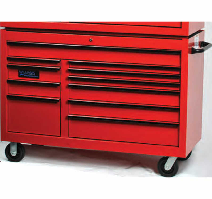 55 Inch 11 Drawer Roller Cabinet Red J H Williams W55rc11