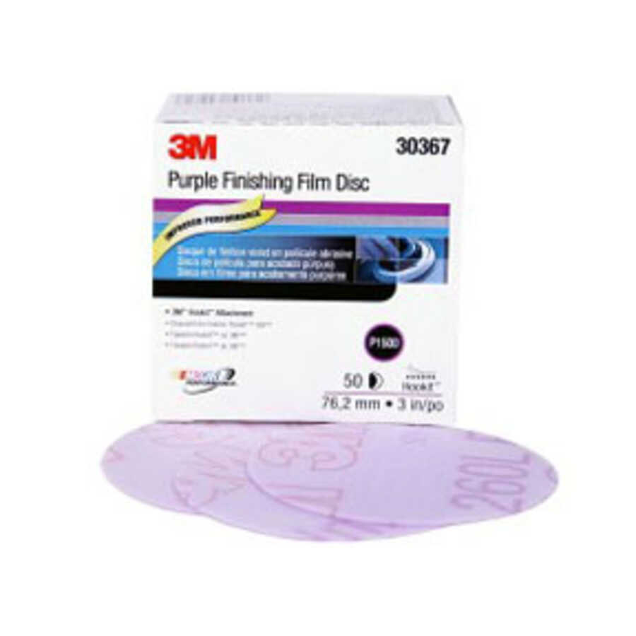 3M Purple Finishing Film Hookit Disc 3 P1500 50/Bx