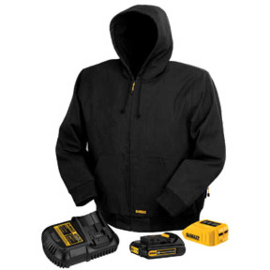 20/12 BLK HOODED HEATED JACKET - XX LARGE
