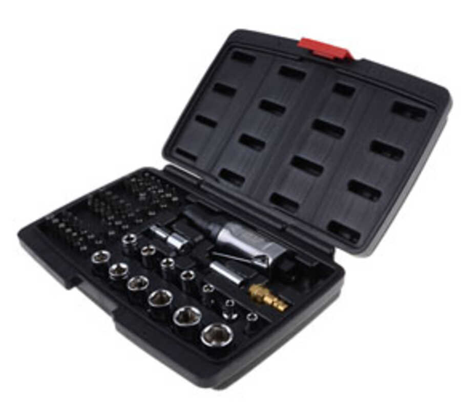 Stubby Air Ratchet with Socket Bit Set 57 Pc