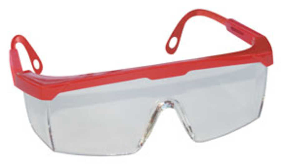 SAFETY GLASSES RED FRAME/CLEAR