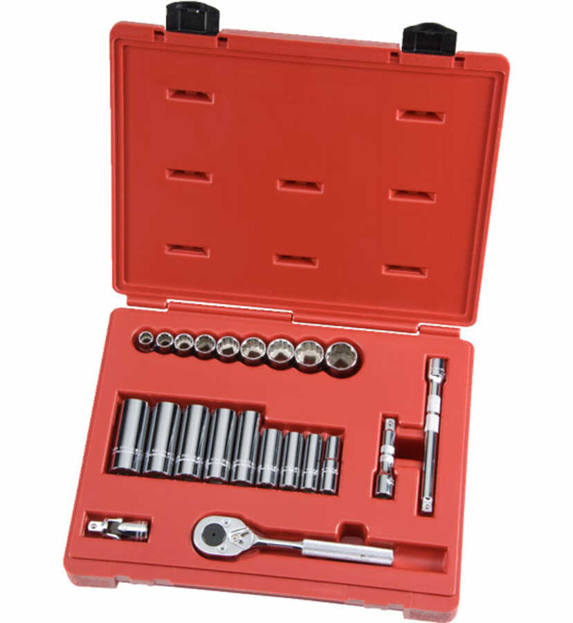 3/8 Inch Drive Fractional SAE 12 Pt Socket Set 22 Pc