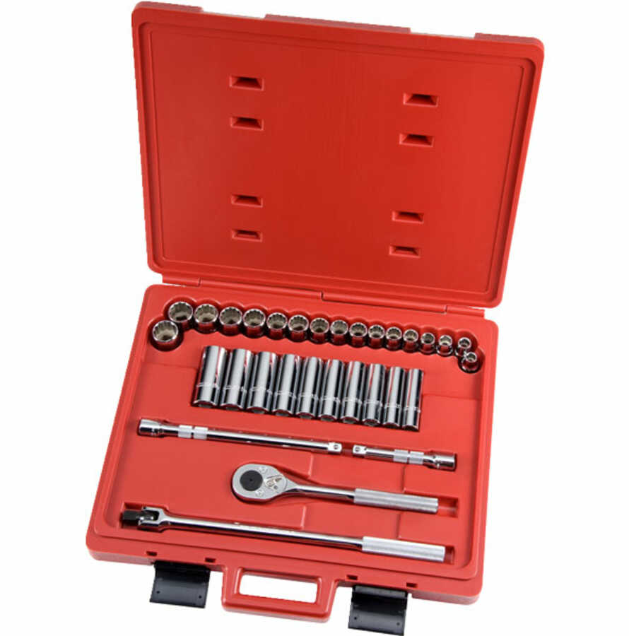 1/2 Inch Drive Metric 12 Pt Socket Set 31 Pc