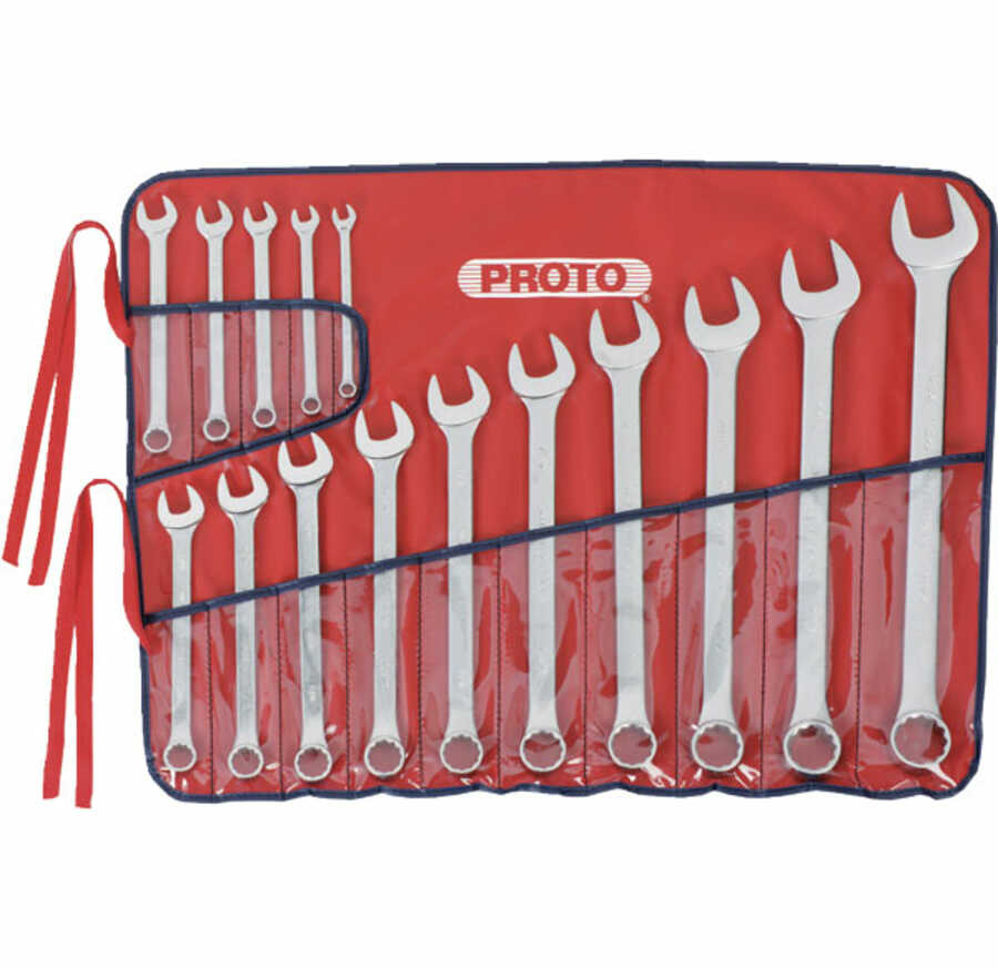 12 Pt Satin Combination ASD Anti-Slip Wrench Set 15 Pc