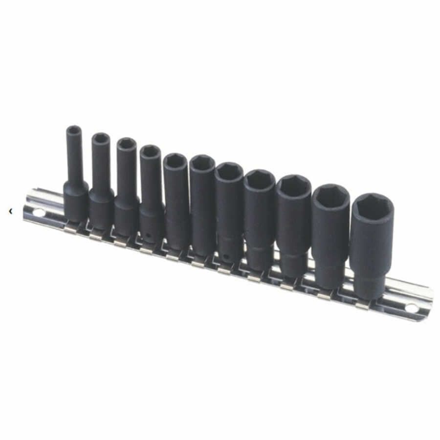 1/4 Inch Drive Metric 6 Pt Deep Impact Socket Set 11 Pc