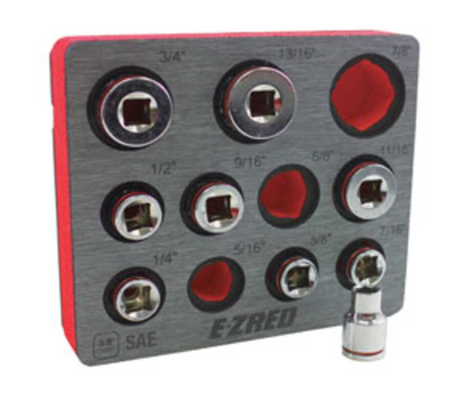 EZ Red | SHS38 | 3/8" SAE Magnetic Socket Organizer Tray