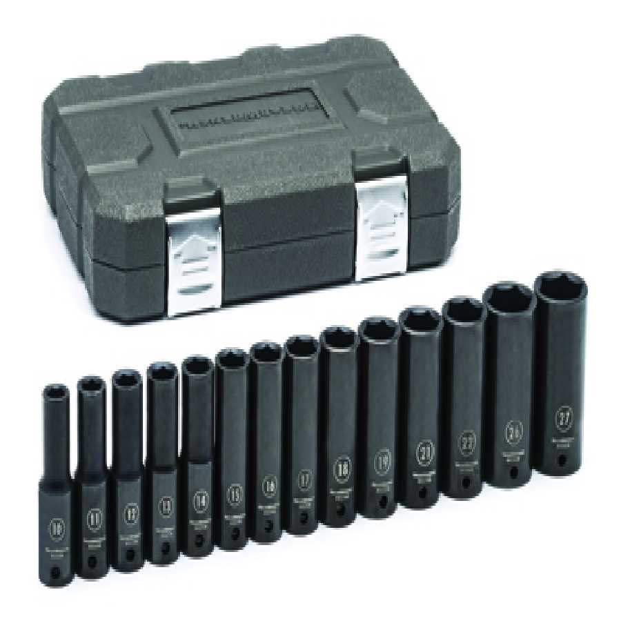 14 Pc. 1/2" Dr. 6 Point Metric Deep Impact Socket Set