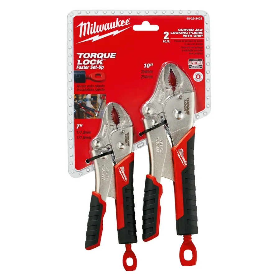 (image for) 2PC Curved Jaw Locking Pliers w/ Durable Grip