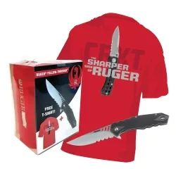 RUGER Follow-Through Folding knife with T-Shirt