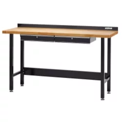 72" Black Steel Workbench with butcherblock top