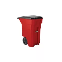 Suncast Commercial 50 Gal Wheeled Trash Can Red