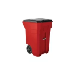 Suncast Commercial 65 Gal Wheeled Trash Can Red