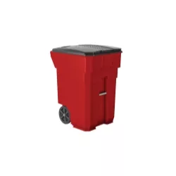 Suncast Commercial 96 Gal Wheeled Trash Can Red