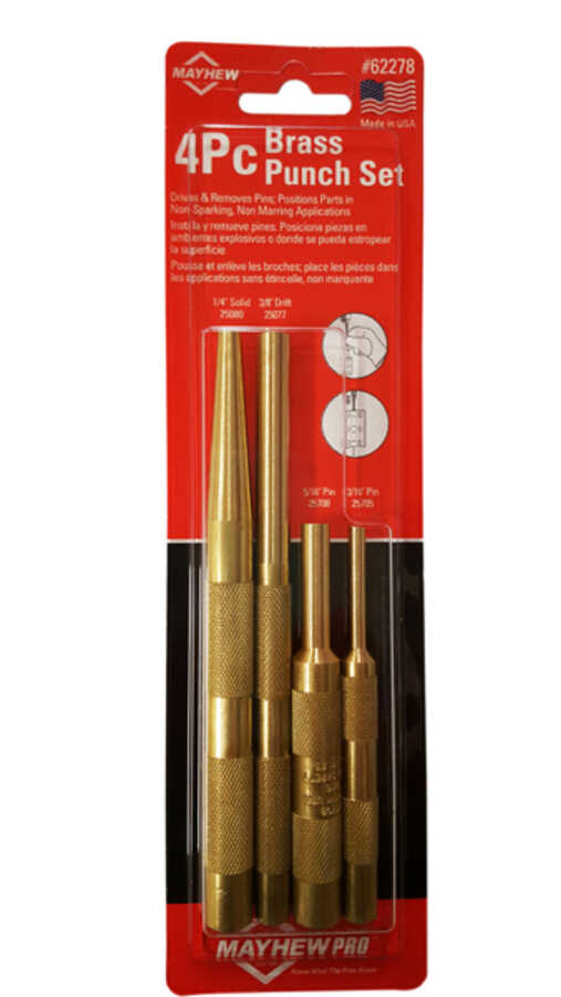 4 PIECE BRASS PUNCH SET SAE