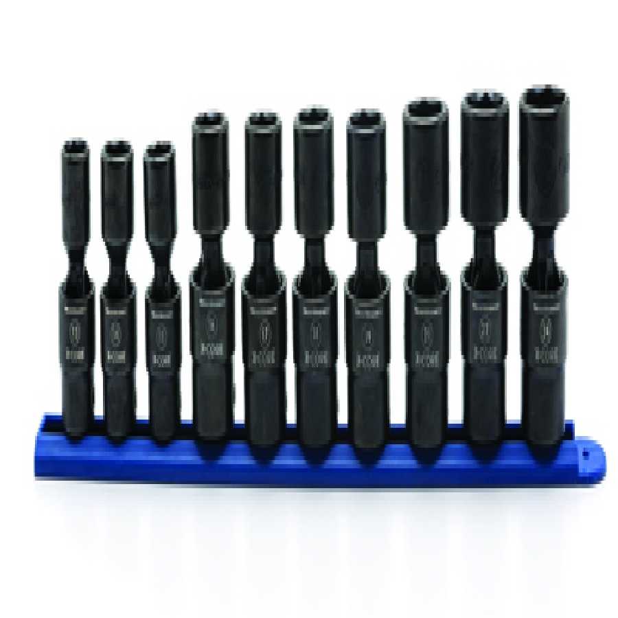 10 Pc. 1/2" Dr. SAE Pinless Universal Impact Socket Set