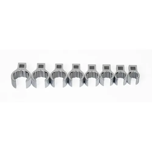 8 pc 3/8" Drive 12-Point SAE Flare Nut Crowfoot Wrench Set on Ra (image for) 8 pc 3/8" Drive 12-Point SAE Flare Nut Crowfoot Wrench Set on Ra