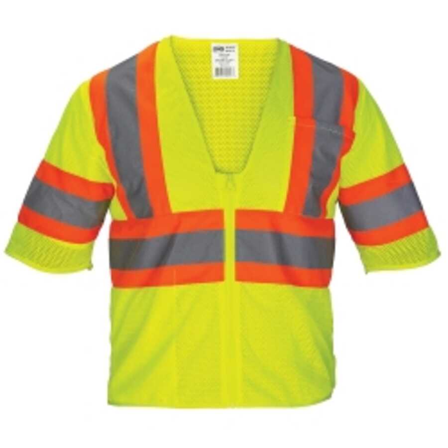 Mesh Vest, Class 3 Yellow With 2" Reflective Cont