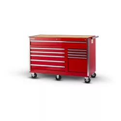 56 X 24 X 10 DRAWER WOODTOP CABINET, RED