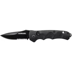 Schrade Mini Push Button Lock Folding Knife Partially Serrated D Schrade Mini Push Button Lock Folding Knife Partially Serrated D