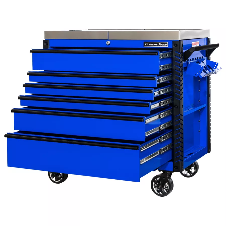 41" 6 Drawer Slide Top Tool Cart, Blue