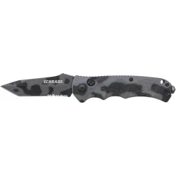 Schrade Push Button Lock Folding Knife Partially Serrated Tanto Schrade Push Button Lock Folding Knife Partially Serrated Tanto