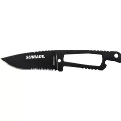 Schrade Full Tang Neck Knife Partially Serrated Drop Point Fixed Schrade Full Tang Neck Knife Partially Serrated Drop Point Fixed
