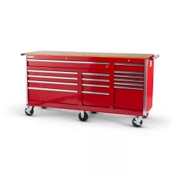 75 X 24 X 15 DRAWER WOODTOP CABINET, RED