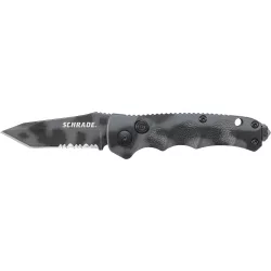 Schrade Mini Push Button Lock Folding Knife Partially Serrated T Schrade Mini Push Button Lock Folding Knife Partially Serrated T