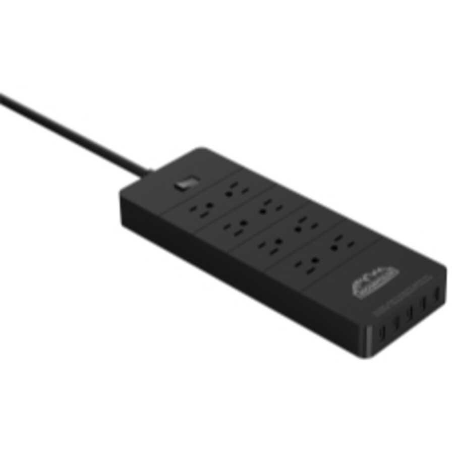 Power Strip - 8 AC and 5 USB Outlets - Black