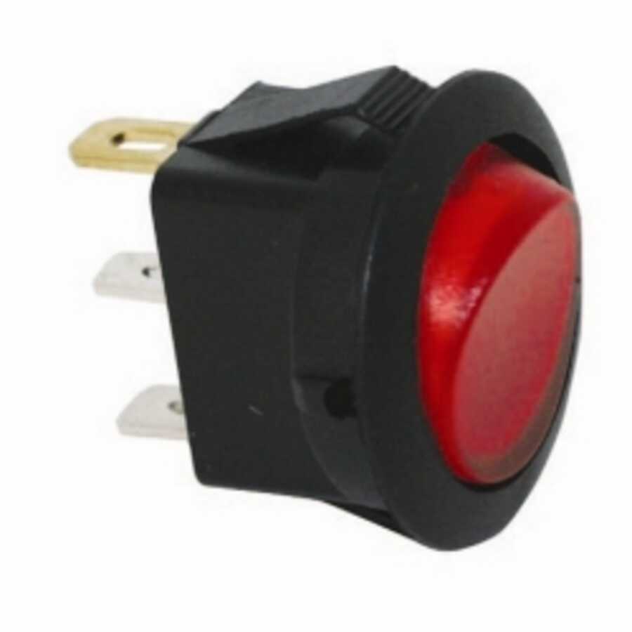 10 Amp 12V Red Round Rocker