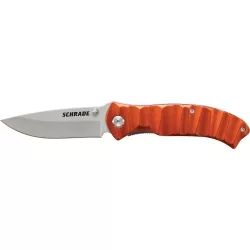 Schrade Liner Lock Folding Knife Drop Point Blade Orange Aluminu Schrade Liner Lock Folding Knife Drop Point Blade Orange Aluminu